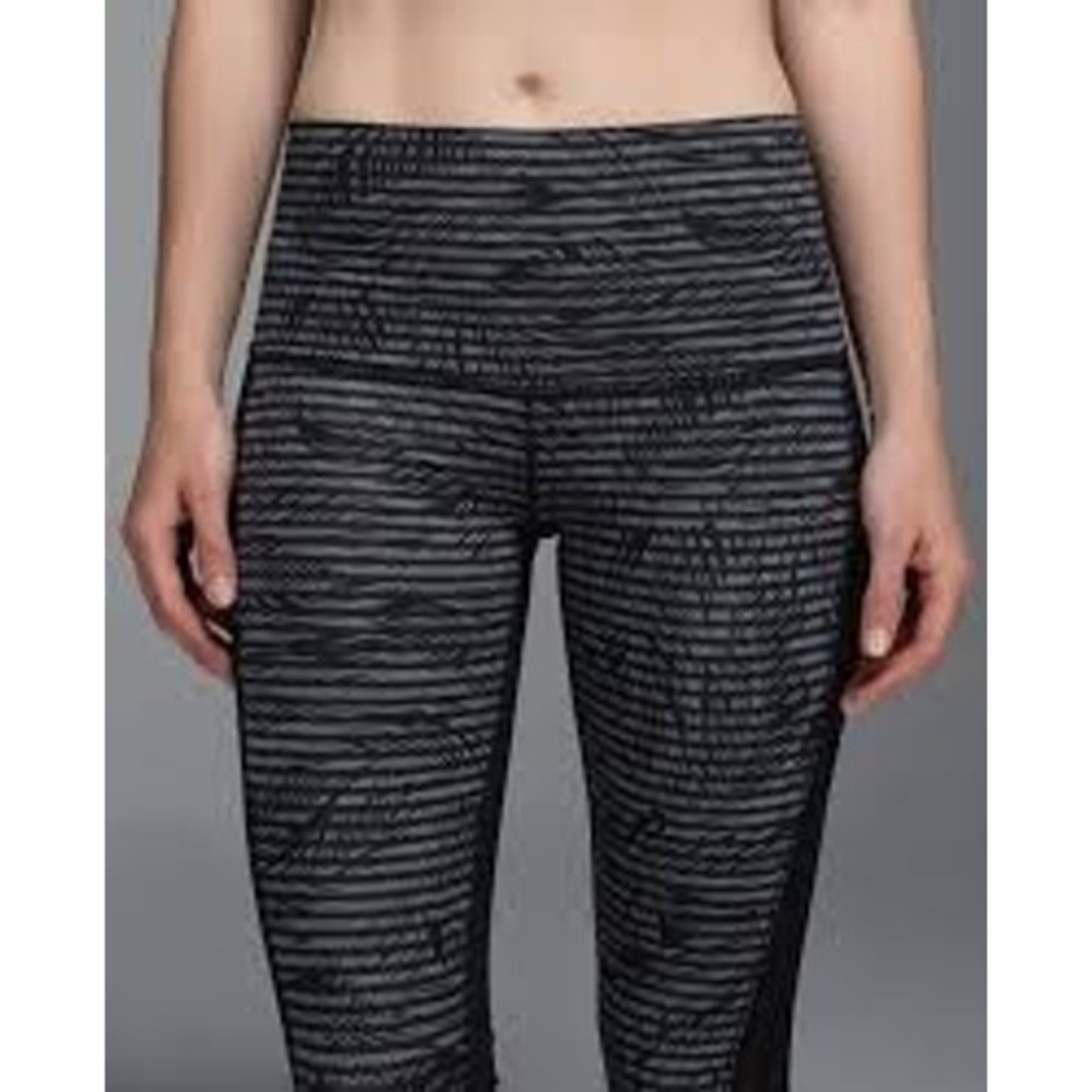 Lululemon Leggings Womens 4 Black High Times Crop Zebra Slate Active Yoga Pants
